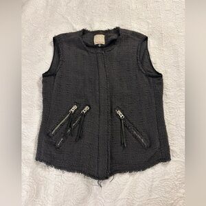 Rebecca Taylor Cotton/Lamb Leather Tweed Moto Vest/ jacket Size 8